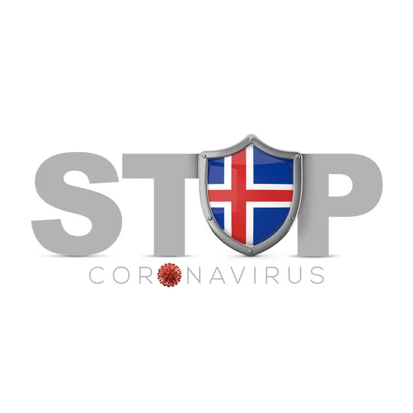İzlanda koruyucu kalkanı. Coronavius kavramını durdur. 3B Hazırlama — Stok fotoğraf