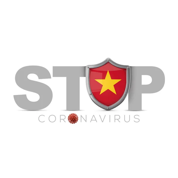 Wietnamska tarcza ochronna. Zatrzymaj koncepcję koronawiusza. Renderowanie 3D — Zdjęcie stockowe
