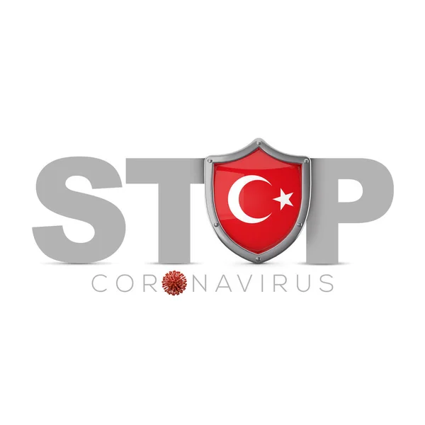 Scudo protettivo Turchia. Ferma il concetto di coronavius. Render 3D — Foto Stock