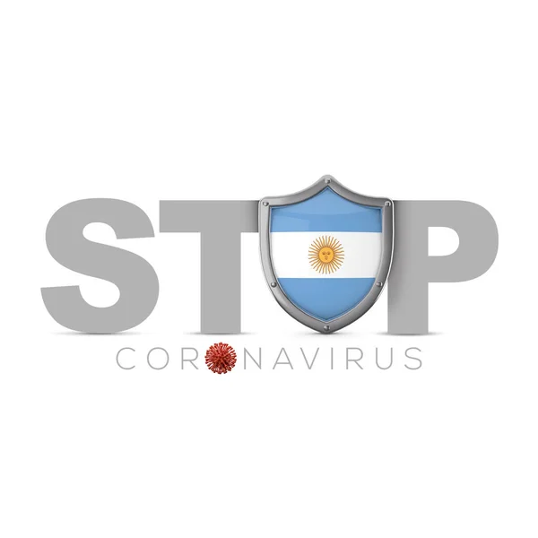 Argentinië beschermend schild. Stop het coronavius concept. 3D Render — Stockfoto