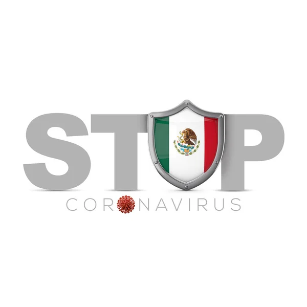 Meksika koruyucu kalkanı. Coronavius kavramını durdur. 3B Hazırlama — Stok fotoğraf