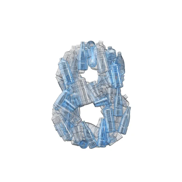 Number 8 made from plastic bottles. Plastic recycling font. 3D Rendering — Stock Photo, Image