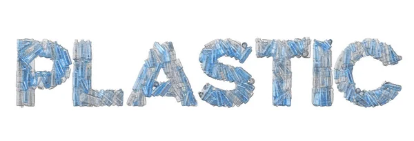 Plastic word spelt out in empty plastic bottle font. — Stock Photo, Image