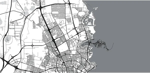 Umm Salal Muhammad城市矢量地图，卡塔尔 — 图库矢量图片