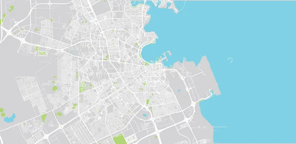 卡塔尔多哈城市矢量城市地图 — 图库矢量图片