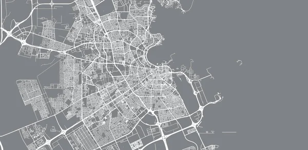 Urban vector city map of Doha, Qatar — Stock Vector