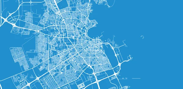 Mapa da cidade de vetores urbanos de Doha, Qatar — Vetor de Stock