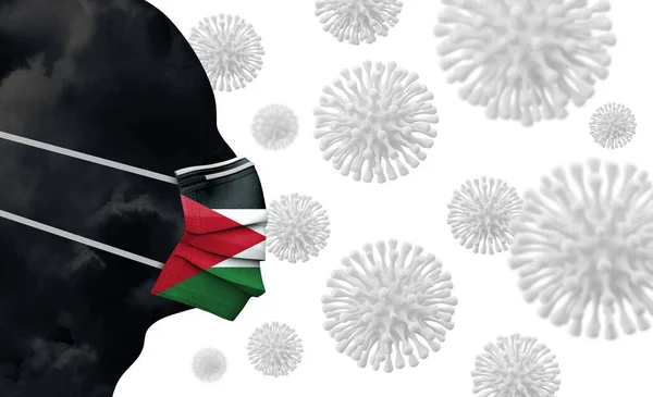 Brote de coronavirus en Jordania. Cara con máscara protectora. Renderizado 3D — Foto de Stock