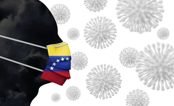 Вспышка венесуэльского коронавируса. Лицо в защитной маске. 3D Render — стоковое фото