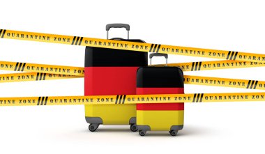 Almanya bavulu karantina bölgesi bandıyla kaplı. 3B Hazırlama