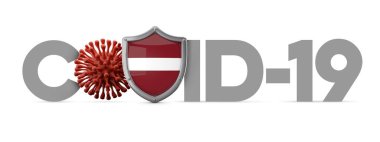 Letonya Covid-19 koronavirüs koruyucu kalkanı. 3B Hazırlama