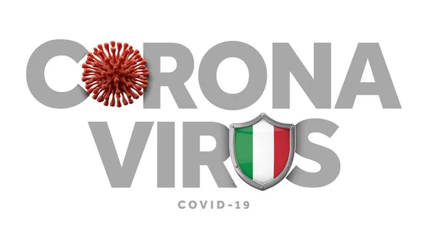 Italy coronavirus concept with microbe and shield. 3D Render — Stock Photo, Image