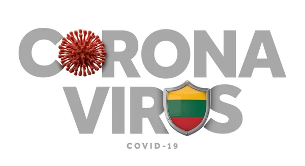 Litauen Coronavirus-Konzept mit Mikrobe und Schild. 3D Render — Stockfoto