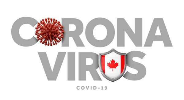 Canada coronavirus concept met microbe en schild. 3D Render — Stockfoto