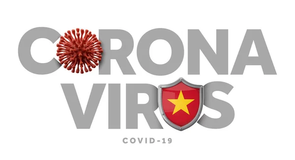 Вьетнамская коронавирусная концепция с микробом и щитом. 3D Render — стоковое фото