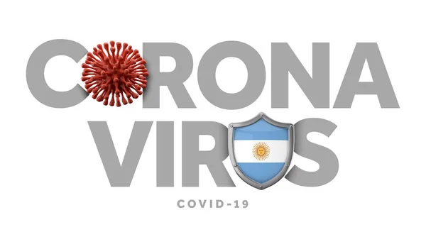 Concepto de coronavirus argentino con microbio y escudo. Renderizado 3D —  Fotos de Stock