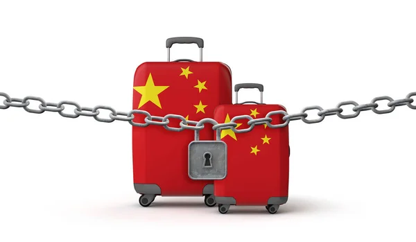 Čína uzamčení koncept cestovních omezení. 3D vykreslení — Stock fotografie