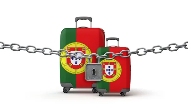 Πορτογαλία κλείδωμα έννοια ταξιδιωτικών περιορισμών. 3D αποτύπωση — Φωτογραφία Αρχείου