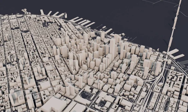 San Francisco şehir haritası 3D görüntüleme. Hava uydu görüntüsü.