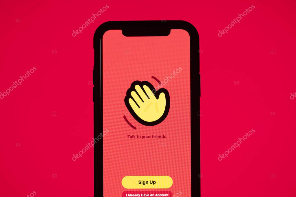 LONDON, UK - March 30th 2020: Popular houseparty app icon on a mobile device
