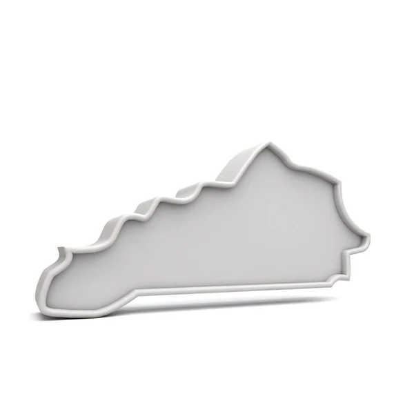 Estado americano de Kentucky, mapa 3D simples em cinza branco. Renderização 3D — Fotografia de Stock