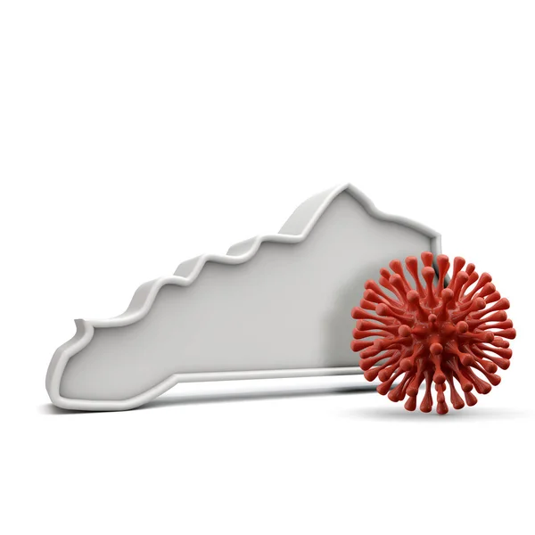 Americký stát Kentucky se smrtícím koronavirem. 3D vykreslování — Stock fotografie