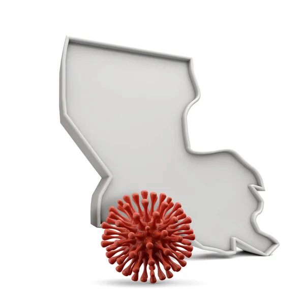 Americký stát Louisiana se smrtícím koronavirem. 3D vykreslování — Stock fotografie