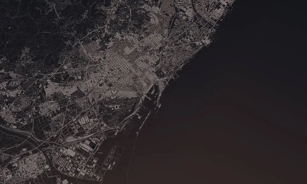 Barcelona, Spanien Stadtplan 3D Rendering. Satellitenbild aus der Luft. — Stockfoto
