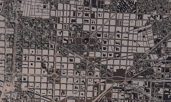 Barselona, İspanya şehir haritası 3D görüntüleme. Hava uydu görüntüsü. — Stok fotoğraf
