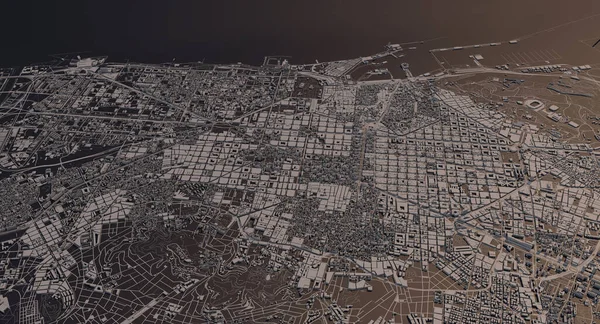 Barcelona, Spain city map 3D Rendering. Aerial satellite view. — Stock Photo, Image