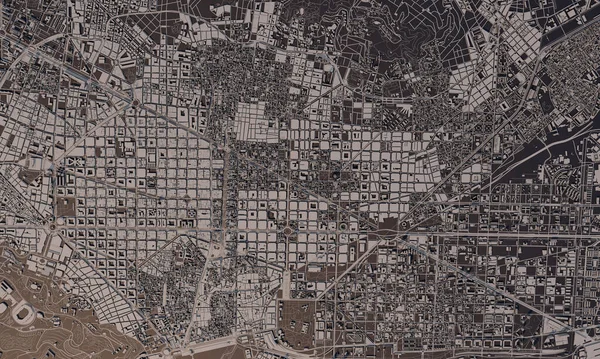 Barcellona, Spagna mappa della città 3D Rendering. Vista aerea satellitare . — Foto Stock