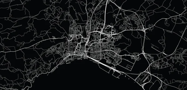 Mapa da cidade de vetores urbanos de Setúbal, Portugal — Vetor de Stock