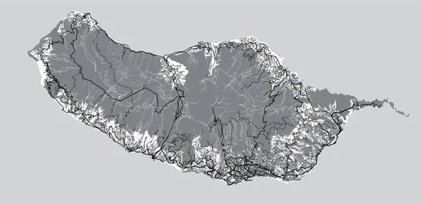 도시 벡터 도시 지도, 마데이라 섬의 지도, 포르투갈 — 스톡 벡터