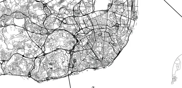 Mappa città vettoriale urbana di Lisbona, Portogallo — Vettoriale Stock