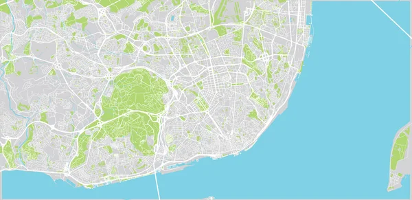 Mapa urbano de Lisboa, Portugal — Vector de stock