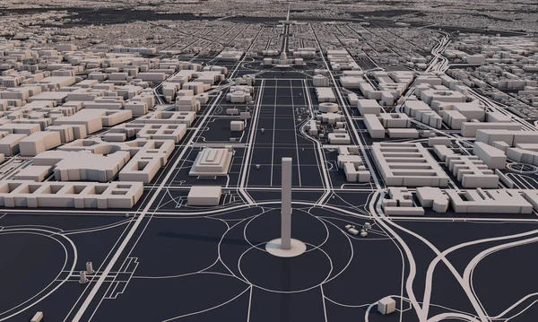 Washington DC Stadtplan 3D Rendering. Satellitenbild aus der Luft. — Stockfoto