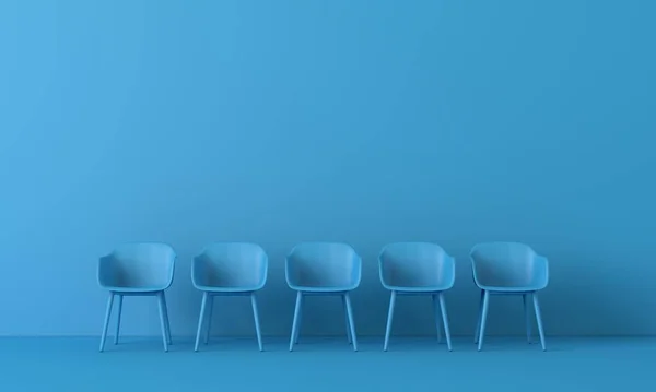 Row of blue chairs. Business concept. 3D rendering — Stock Photo, Image