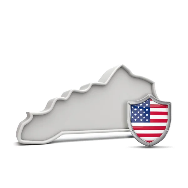 Amerikaanse staat Kentucky, met sterren en strepen schild. 3D-weergave — Stockfoto