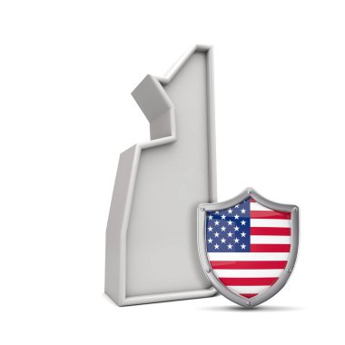 Amerikan eyaleti New Hampshire, yıldızlar ve şeritli kalkanla. 3B Hazırlama