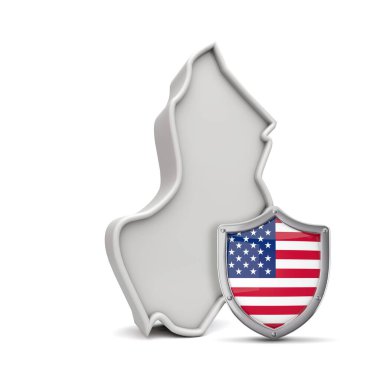 Amerikan eyaleti New Jersey, yıldızlar ve şeritli kalkanla. 3B Hazırlama