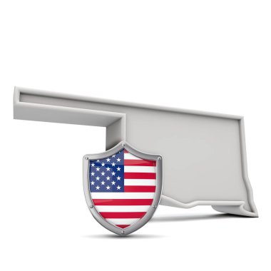 Amerikan eyaleti Oaklahoma, yıldız ve şeritli kalkan. 3B Hazırlama