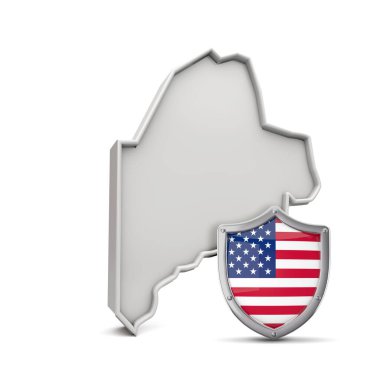 Yıldız ve şeritli kalkanlarıyla Amerika 'nın Maine eyaletinde. 3B Hazırlama