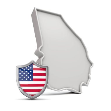 Yıldız ve şeritli kalkanlarıyla Amerika 'nın Gürcistan eyaleti. 3B Hazırlama