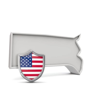 Massachusetts 'in Amerikan eyaleti, yıldız ve şeritli kalkanı var. 3B Hazırlama