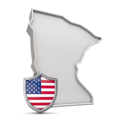 Yıldız ve şeritli kalkanlarıyla Amerika 'nın Minesota eyaletinde. 3B Hazırlama