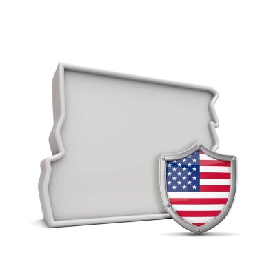 Yıldız ve şeritli kalkanlarıyla Amerika 'nın Oregon eyaleti. 3B Hazırlama