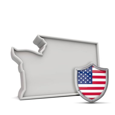 Yıldızlar ve şeritli kalkanlarıyla Amerika 'nın Washington eyaleti. 3B Hazırlama
