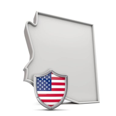 Yıldız ve şeritli kalkanlarıyla Amerika 'nın Arizona eyaletinde. 3B Hazırlama