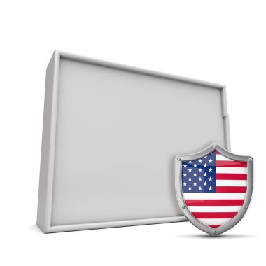 Yıldız ve şeritli kalkanlarıyla Amerika 'nın Colorado eyaleti. 3B Hazırlama