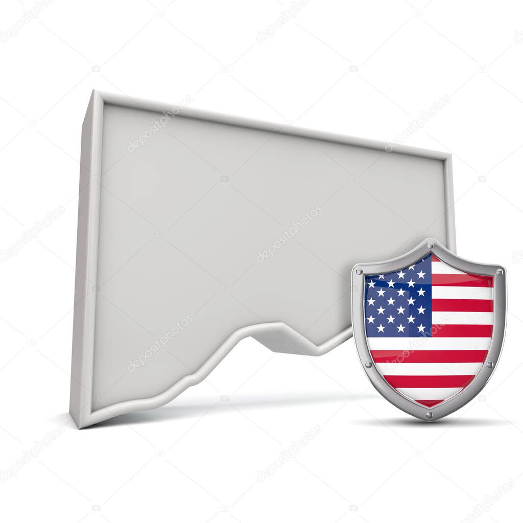 American state of Connecticut, with stars and stripes shield. 3D Rendering